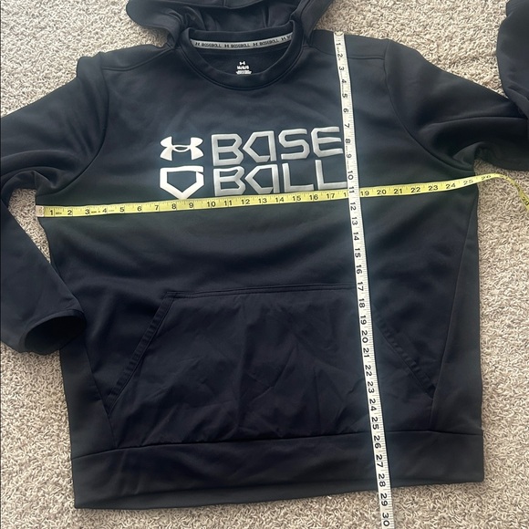 UNDER ARMOUR BASEBALL⚾️Black HOODIE Silver & White Logo Size Large - Picture 8 of 10